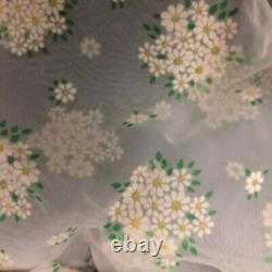 Rare Vintage Sheer Flocked Dotted Swiss Fabric Floral Daisy Chiffon Swiss Fabric