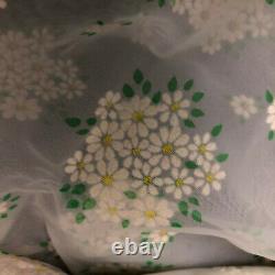 Rare Vintage Sheer Flocked Dotted Swiss Fabric Floral Daisy Chiffon Swiss Fabric