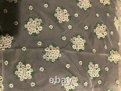 Rare Vintage Sheer Flocked Dotted Swiss Fabric Floral Daisy Chiffon Swiss Fabric