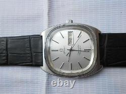 Rare Vintage Ss Day Date Swiss Made Omega Sea Master Mens Quartz Wristwatch