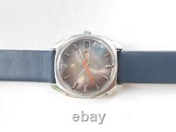 Rare Vintage Ss Swiss Enicar 24j Brown Dial Day & Date Mens Automatic Wristwatch