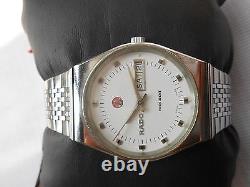 Rare Vintage Ss Swiss Rado President Day/date White Dial Mens Automatic Watch