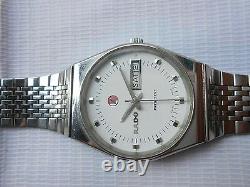 Rare Vintage Ss Swiss Rado President Day/date White Dial Mens Automatic Watch