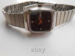 Rare Vintage Ss Swiss Roamer Day&date Black Dial Ladies Automatic Wristwatch