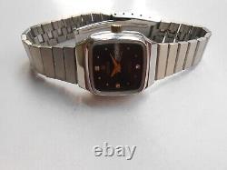 Rare Vintage Ss Swiss Roamer Day&date Black Dial Ladies Automatic Wristwatch