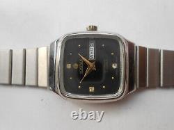 Rare Vintage Ss Swiss Roamer Day&date Black Dial Ladies Automatic Wristwatch