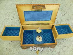 Rare Vintage Swiss 2 dancers Dancing Ballerina Musical Jewelry Box Automaton