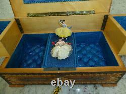 Rare Vintage Swiss 2 dancers Dancing Ballerina Musical Jewelry Box Automaton