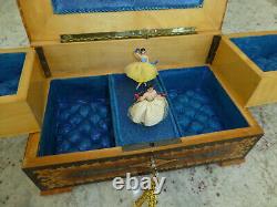 Rare Vintage Swiss 2 dancers Dancing Ballerina Musical Jewelry Box Automaton