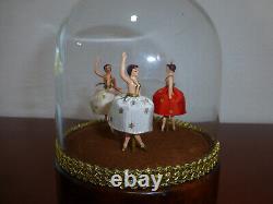 Rare Vintage Swiss 3 Dancers Model Reuge Dancing Ballerina Music Box Automaton