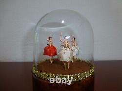 Rare Vintage Swiss 3 Dancers Model Reuge Dancing Ballerina Music Box Automaton