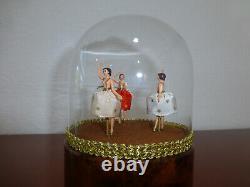 Rare Vintage Swiss 3 Dancers Model Reuge Dancing Ballerina Music Box Automaton