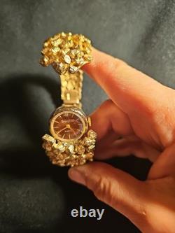 Rare Vintage Swiss Crawford 21 Jewel Ladies Peek A Boo Gold (Note) Nugget Watch