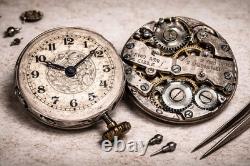 Rare Vintage Swiss Gindrat 7 Jewel Watch Movement Ornate Dial Estate Find