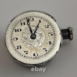 Rare Vintage Swiss Gindrat 7 Jewel Watch Movement Ornate Dial Estate Find