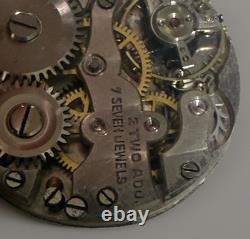 Rare Vintage Swiss Gindrat 7 Jewel Watch Movement Ornate Dial Estate Find