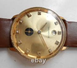Rare Vintage Swiss Gold Plated Date@12 Sub Second Mens Hand Winding Wristwatch