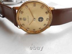 Rare Vintage Swiss Gold Plated Date@12 Sub Second Mens Hand Winding Wristwatch