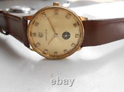 Rare Vintage Swiss Gold Plated Date@12 Sub Second Mens Hand Winding Wristwatch
