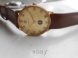 Rare Vintage Swiss Gold Plated Date@12 Sub Second Mens Hand Winding Wristwatch