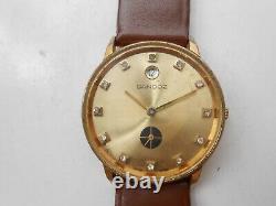 Rare Vintage Swiss Gold Plated Date@12 Sub Second Mens Hand Winding Wristwatch