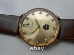 Rare Vintage Swiss Gold Plated Date@12 Sub Second Mens Hand Winding Wristwatch