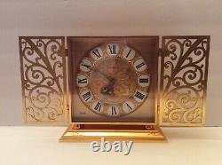 Rare Vintage Swiss IMHOF Bucherer Gold Gilt Brass Quartz clock. Running fine