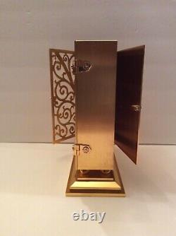 Rare Vintage Swiss IMHOF Bucherer Gold Gilt Brass Quartz clock. Running fine