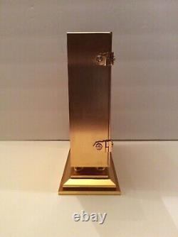 Rare Vintage Swiss IMHOF Bucherer Gold Gilt Brass Quartz clock. Running fine