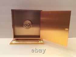 Rare Vintage Swiss IMHOF Bucherer Gold Gilt Brass Quartz clock. Running fine