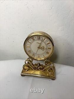 Rare Vintage Swiss IMHOF Gold Ornate Quartz clock. Not Running