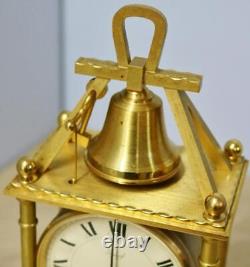 Rare Vintage Swiss Imhof 8 Day Bronze Automation Bell Ringer Monk Mantle Clock