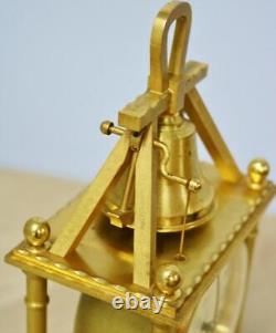 Rare Vintage Swiss Imhof 8 Day Bronze Automation Bell Ringer Monk Mantle Clock