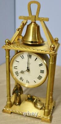 Rare Vintage Swiss Imhof 8 Day Bronze Automation Bell Ringer Monk Mantle Clock