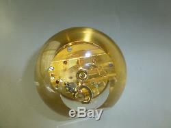 Rare Vintage Swiss Imhof Lucite Crystal Ball Clock 15 Jewel Wind up Movement