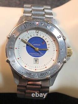 Rare Vintage Swiss KRIEGER Tidal Chronometer Watch WR200M WithDate Rotating Bezel