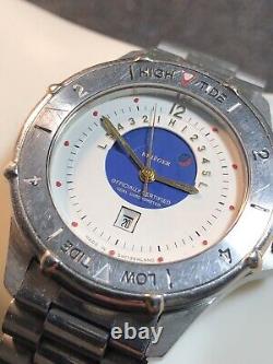 Rare Vintage Swiss KRIEGER Tidal Chronometer Watch WR200M WithDate Rotating Bezel