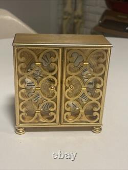 Rare Vintage Swiss L Bucherer Gold Gilt Brass clock 15 Jewels Works