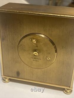 Rare Vintage Swiss L Bucherer Gold Gilt Brass clock 15 Jewels Works