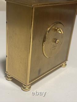 Rare Vintage Swiss L Bucherer Gold Gilt Brass clock 15 Jewels Works