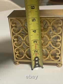 Rare Vintage Swiss L Bucherer Gold Gilt Brass clock 15 Jewels Works