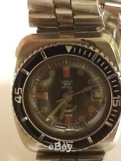 Rare Vintage Swiss Made Prince Squale Diving Watch All Stainless Steel