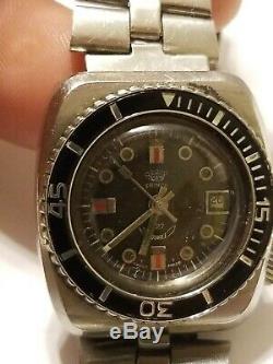 Rare Vintage Swiss Made Prince Squale Diving Watch All Stainless Steel