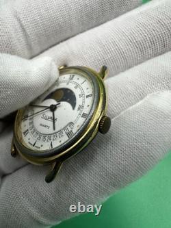 Rare Vintage Swiss Made SILVANA Quartz With Moon Phase Watch New Battery/Works