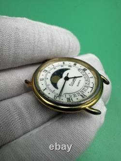 Rare Vintage Swiss Made SILVANA Quartz With Moon Phase Watch New Battery/Works