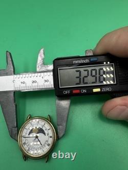 Rare Vintage Swiss Made SILVANA Quartz With Moon Phase Watch New Battery/Works