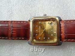 Rare Vintage Swiss Made Ss Diamond Dial Louis Russel Men's Automatic Wristwatch