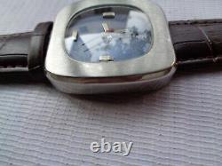 Rare Vintage Swiss Made Tressa Laser Beam Blue Dial Ss Mens Automatic Wristwatch