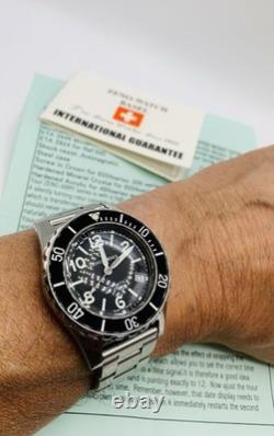 Rare Vintage Swiss Made Zeno Army Diver Men's Watch With US Navy Seals Trident