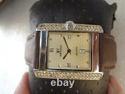 Rare Vintage Swiss Mens MV Matio Valentino Curved Ss Case Quartz Wristwatch